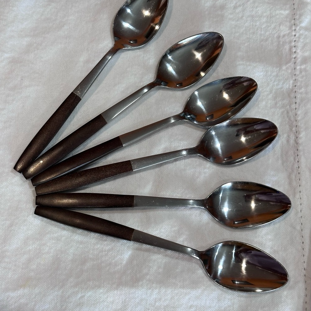 Interpur Elegant Stainless Steel Spoons‎ with Brown Handles 6